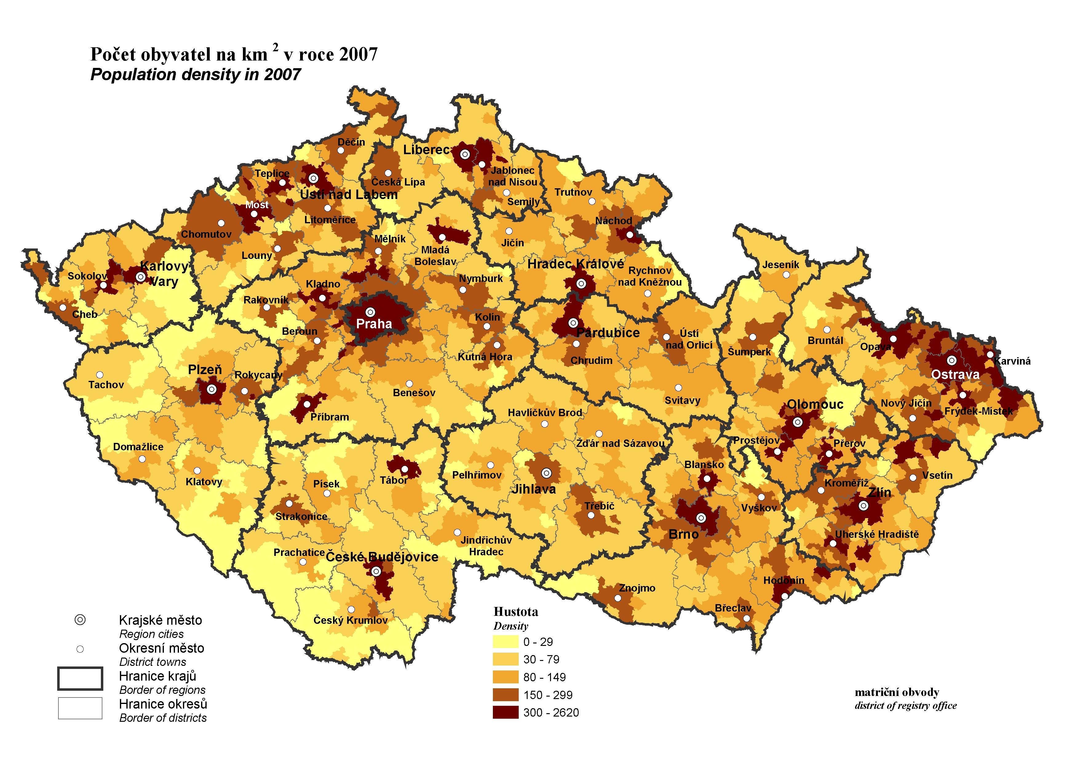 Czech republic population map Czechia population map (Eastern Europe