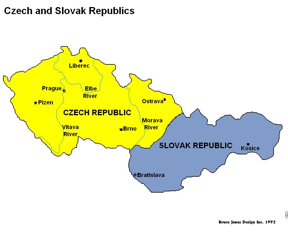 Czech Republic And Slovakia Map 