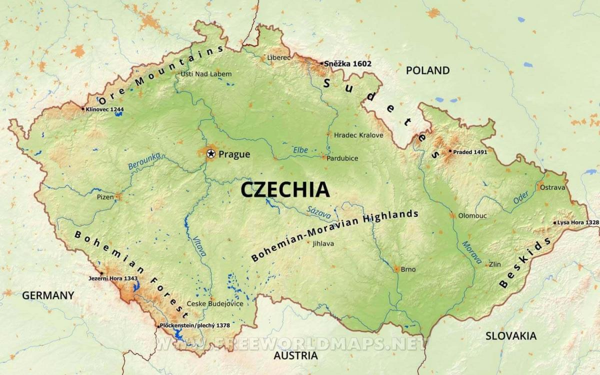 Czechia mountains map