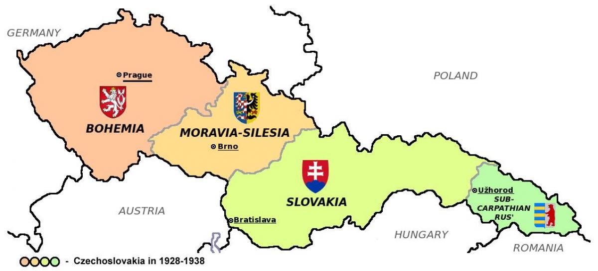 map of Czechoslovakia 1938