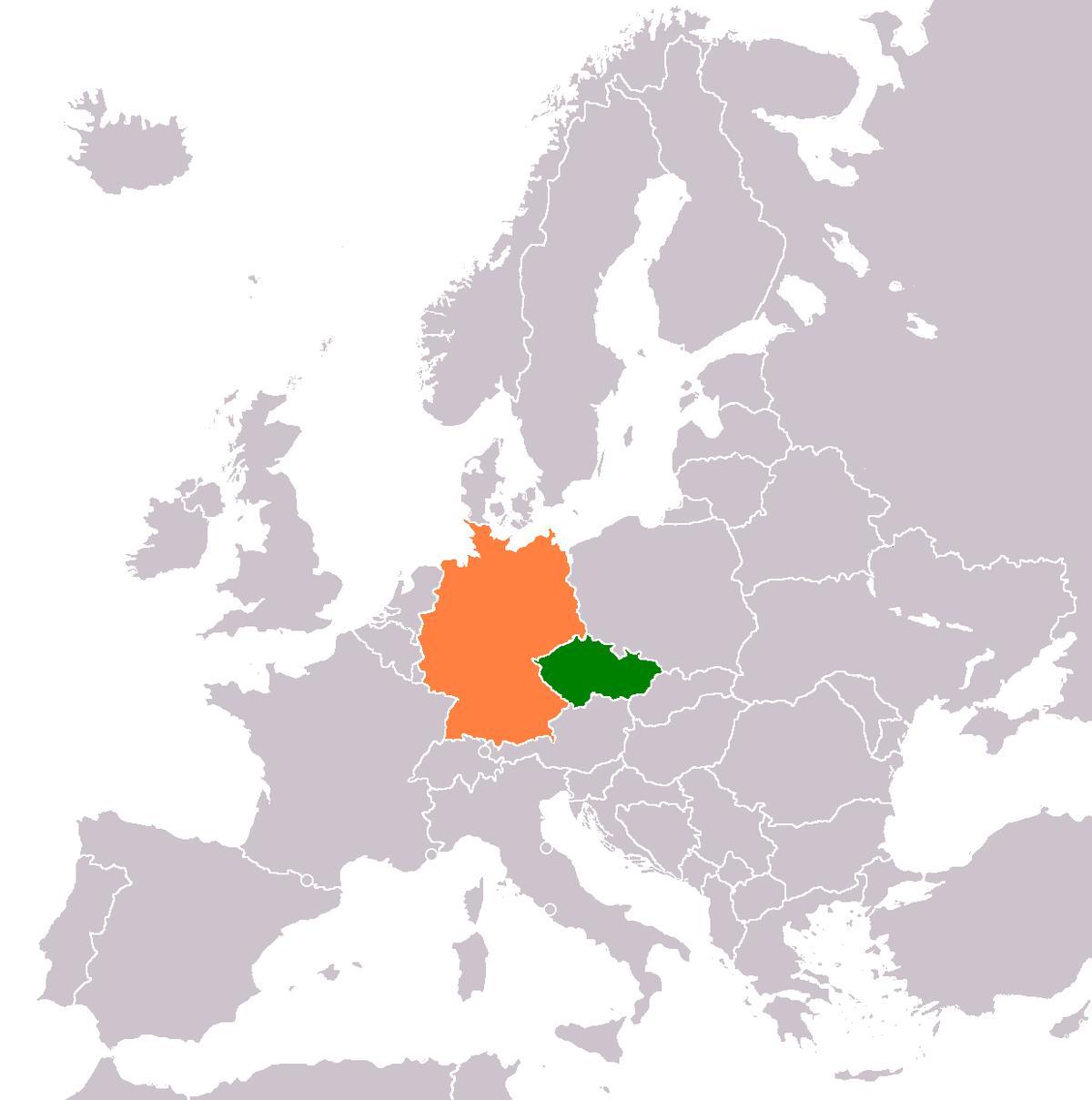 map of Czech republic and Germany