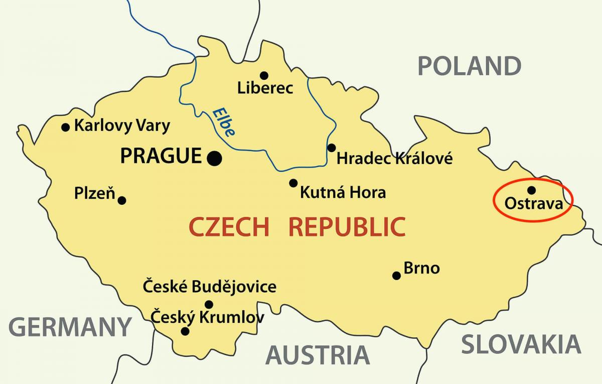 map of Ostrava Czech republic